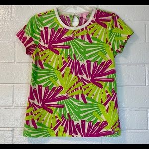 LILLY PULITZER FUN UNIQUE green & magenta t-shirt, size M EUC